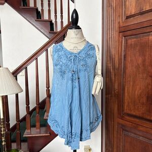 Boho Chic Western Blue and Silver Dress/Blouse ACE Fashion Free Size